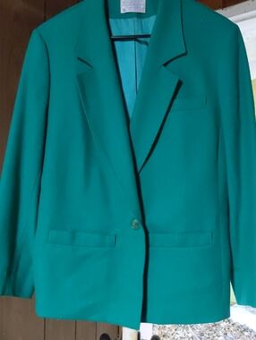 Pendleton Green Single-Button Blazer Made In US Sz 18 Vintage